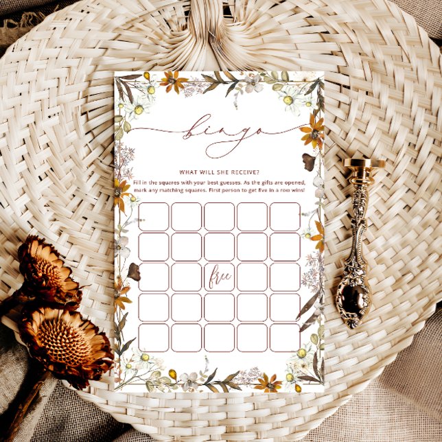 Boho Fall Floral Frame Bridal Bingo Showspiel (Von Creator hochgeladen)