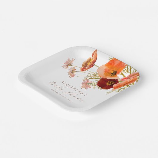 Boho Fall Floral Gender Neutral Baby Dusche Custom Pappteller (Gewinkelt)