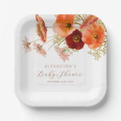 Boho Fall Floral Gender Neutral Baby Dusche Custom Pappteller (Vorderseite)
