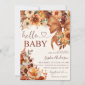Boho Fall Floral Hello Baby Baby Shower Party Einladung (Vorderseite)