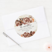 BOHO Fall Floral Herbst Blätter Monogramm-Adresse Runder Aufkleber (Umschlag)