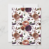 Boho Fall Floral Mit Monogramm Stationierungskarte Mitteilungskarte (Rückseite)