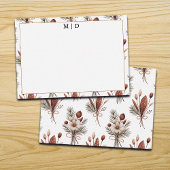 Boho Fall Floral Monogramm  Mitteilungskarte
