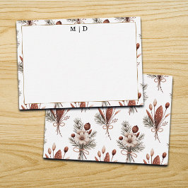 Boho Fall Floral Monogramm  Mitteilungskarte
