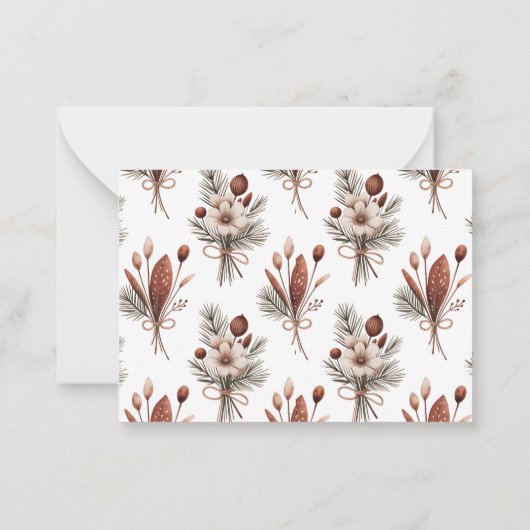 Boho Fall Floral Monogramm  Mitteilungskarte (Rückseite)