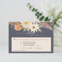 BOHO Fall Floral Navy Blue Pampas Grass Hochzeit