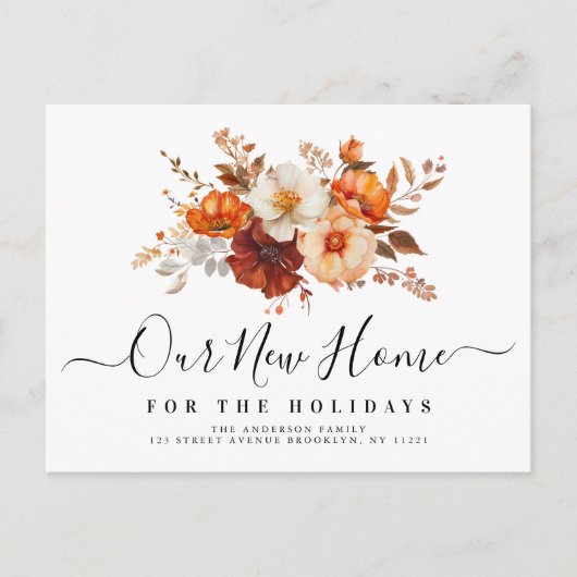 Boho fall floral New address Postkarte (Vorderseite)