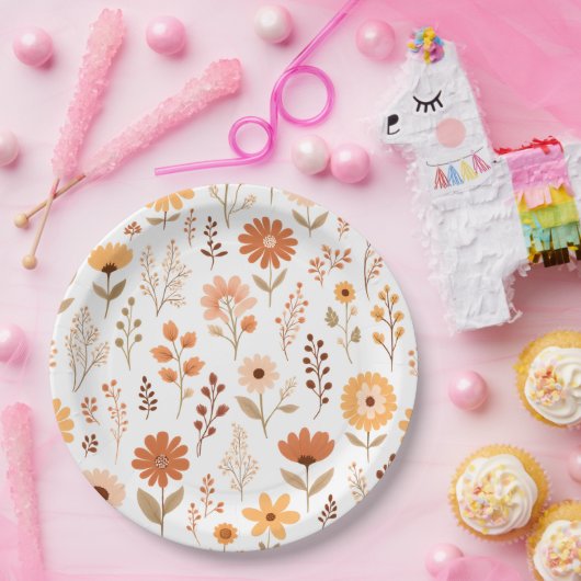 Boho Fall Floral Pappteller (Party)