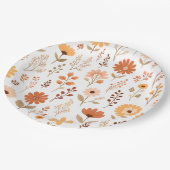 Boho Fall Floral Pappteller (Schrägansicht)