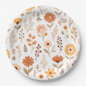 Boho Fall Floral Pappteller (Vorderseite)