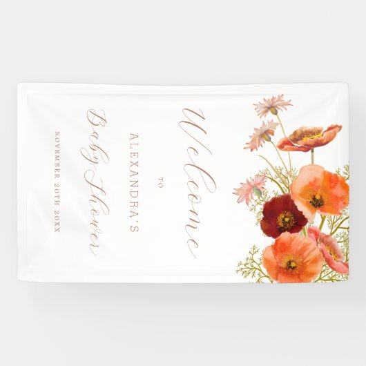 Boho Fall Floral Personalisiert Baby Dusche Banner (Horizontal)