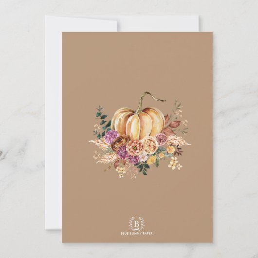 Boho Fall Floral Pumpkin Baby Dusche (Rückseite)