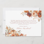 Boho Fall Floral Pumpkin Baby Shower  Dankeskarte (Rückseite)