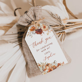 Boho Fall Floral Pumpkin Baby Shower  Geschenkanhänger