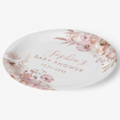 Boho Fall Floral Pumpkin Baby Shower Pappteller (Schrägansicht)