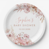 Boho Fall Floral Pumpkin Baby Shower Pappteller (Vorderseite)
