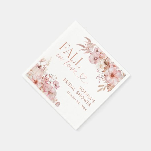 Boho Fall Floral Pumpkin Bridal Shower Serviette (Ecke)