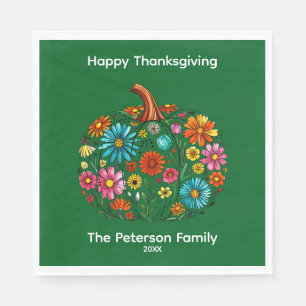 Boho Fall Floral Pumpkin Erntedank Serviette