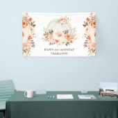 Boho Fall Floral Pumpkin Happy Birthday Party Banner (Messeveranstaltung)
