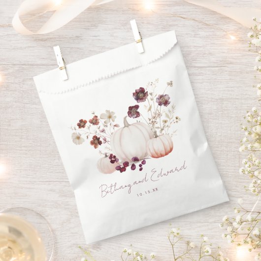Boho Fall Floral Pumpkin Wedding Geschenktütchen (Ausgeschnitten)