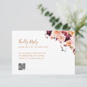 boho fall floral qr code rsvp card karte (Stehend Vorderseite)