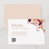 boho fall floral qr code rsvp card karte (Vorne/Hinten)