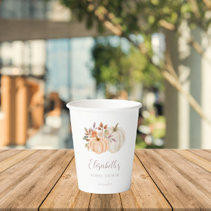 Boho Fall Floral Rustic Pumpkin Brautparty Pappbecher