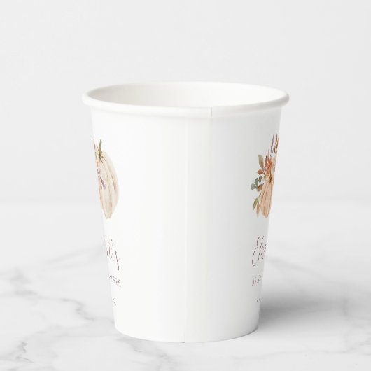 Boho Fall Floral Rustic Pumpkin Brautparty Pappbecher (Rechts)