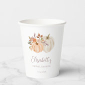 Boho Fall Floral Rustic Pumpkin Brautparty Pappbecher (Vorderseite)