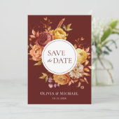 Boho Fall Floral Rustikale Blume Foliage Hochzeit Einladung (Stehend Vorderseite)