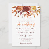 Boho Fall Floral Rustikale Blume Foliage Hochzeit Einladung (Vorderseite)