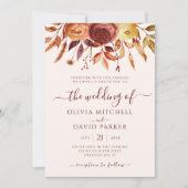 Boho Fall Floral Rustikale Blume Foliage Hochzeit Einladung (Vorderseite)