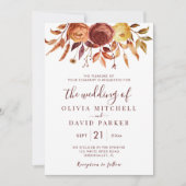 Boho Fall Floral Rustikale Blume Foliage Hochzeit Einladung (Vorderseite)