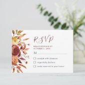 Boho Fall Floral Rustikale Blume Foliage RSVP Kart Dankeskarte (Stehend Vorderseite)
