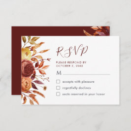 Boho Fall Floral Rustikale Blume Foliage RSVP Kart Dankeskarte