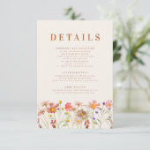 Boho Fall Floral Terracotta Hochzeit Details Begleitkarte (Stehend Vorderseite)