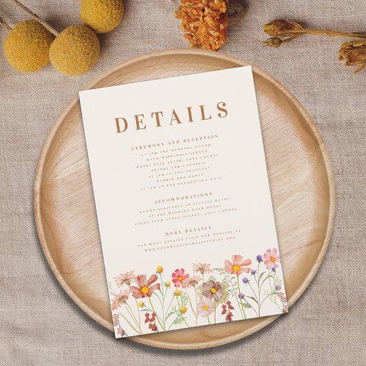 Boho Fall Floral Terracotta Hochzeit Details Begleitkarte