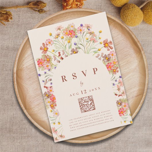 Boho Fall Floral Terracotta Hochzeit Optionen RSVP Karte