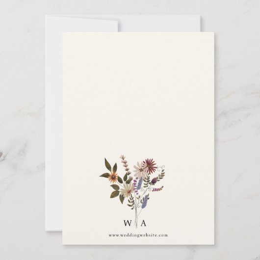 Boho Fall Floral Wedding Einladung (Rückseite)