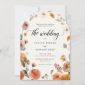 Boho Fall Floral Wedding Einladung (Vorderseite)