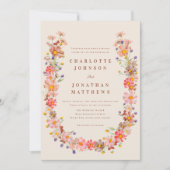 Boho Fall Floral Wedding Einladung (Vorderseite)