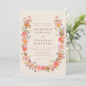 Boho Fall Floral Wedding Einladung (Stehend Vorderseite)