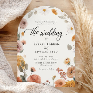 Boho Fall Floral Wedding Einladung