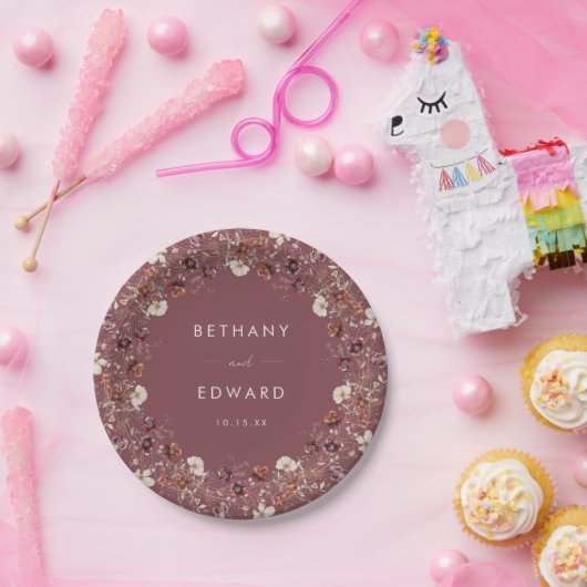 Boho Fall Floral Wedding Pappteller (Party)