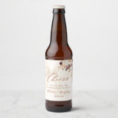 Boho Fall Floral White Bow Wedding Bierflaschenetikett (Vorderseite)