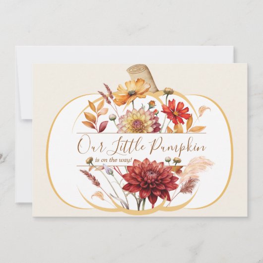 Boho Fall Floral White Pumpkin Baby Dusche Save The Date (Vorderseite)