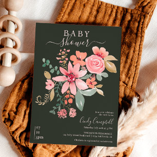 Boho Fall florale Wasserfarben Babydusche Einladung