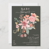 Boho Fall florale Wasserfarben Babydusche Einladung (Vorderseite)