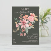 Boho Fall florale Wasserfarben Babydusche Einladung (Stehend Vorderseite)