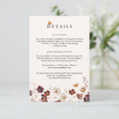 Boho Fall Florals Butterfly Wedding Begleitkarte (Stehend Vorderseite)
